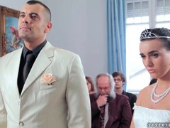 DirtySexNet presents: Sexy bride licks his shoes and sucks his cock