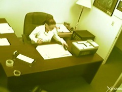 DirtySexNet presents: Babe in boots masturbates pussy in the office