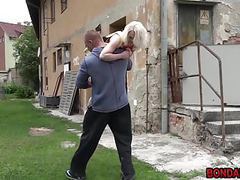DirtySexNet presents: Beautiful blonde babe taken tied and fucked like a slave
