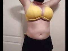 DirtySexNet presents: 36 g saggy tits bbw milf lateshay big yellow bra strip