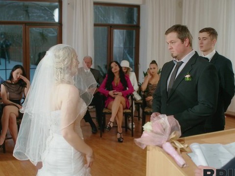 DirtySexNet presents: Dirty bride kristy waterfall rides a lover while people watch