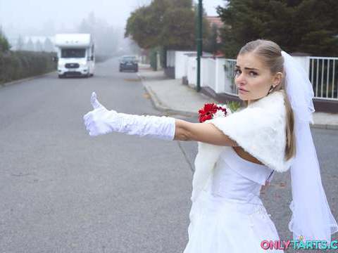 DirtySexNet presents: Shock content sexy bride fucks random van driver on marriage day