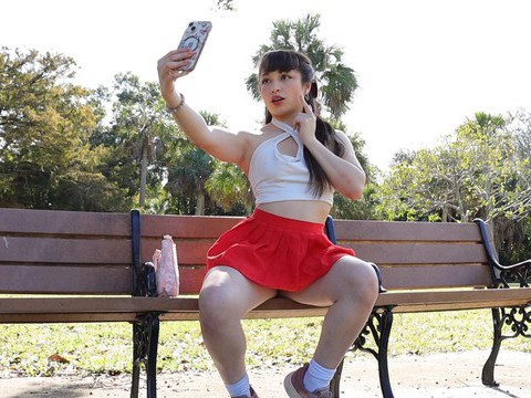DirtySexNet presents: Gorgeous solo college babe doing striptease in a park - pixie