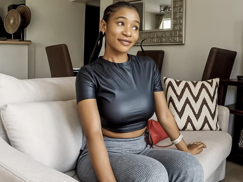 DirtySexNet presents: Amateur ebony model tricked to suck white cock at couch casting call