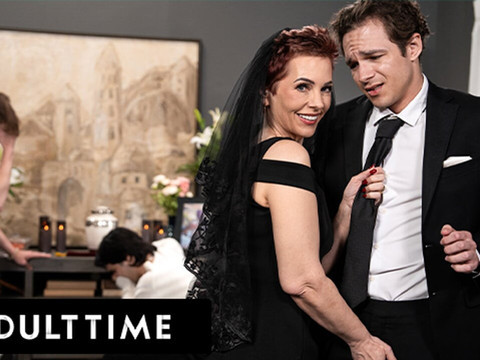 DirtySexNet presents: Adult time - horny tattooed gilf ruby lynne caught fucking big dick stud during her hubby's funeral!
