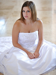 DirtySexNet presents: Busty glamorous amateur Danielle models wedding gown indoors & by the pool